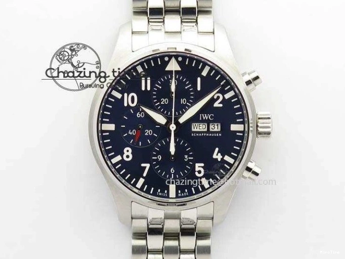 MIROTIME 0519 UrbanChic Pilot Chrono 2016 IW377714 ZF 1:1 Best Edition Blue Dial On SS Bracelet A7750 V 7272